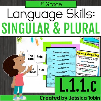 Preview of L.1.1.c - Singular and Plural Nouns Worksheets - 1st Grade Grammar L1.1.c