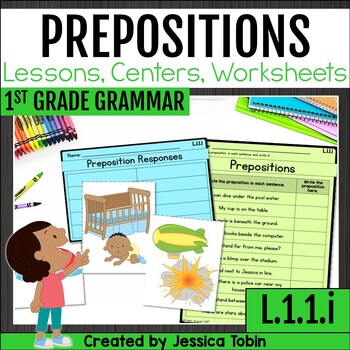 Preview of Prepositions Worksheets and Activities, Anchor Charts - 1st Grade L.1.1.i