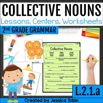 Preview of Collective Nouns L.2.1.a - Lessons, Centers, Activities - 2nd Grade Grammar