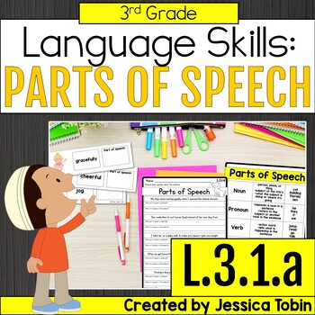 Preview of Parts of Speech Worksheets, Anchor Charts - L.3.1.a Activities 3rd Grade Grammar
