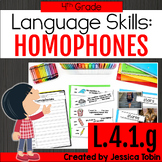 L.4.1.g - Homophones Worksheets and Activities- Commonly C