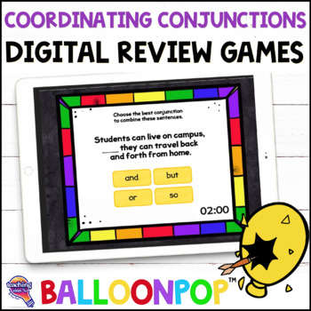 Preview of 4th Grade Coordinating Conjunctions Digital Grammar Review Games BalloonPop™