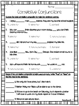 l 5 1 e correlative conjunctions test worksheet 5th grade by monica abarca