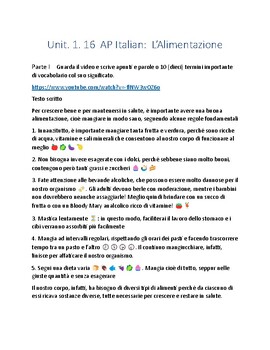 Preview of L'Alimentazione  Unit 1.16 AP Italian Language and Culture