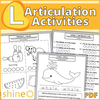 Preview of L Articulation Sound Activities, Gliding Pronunciation Sounds, Speech Therapy