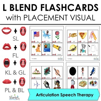 Preview of L Blend Articulation Flashcards for Speech Therapy with Visuals