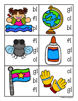 L-Blends Clip Cards and Activity Sheet (L Blends) by Beached Bum Teacher