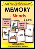 L Blends Game - MEMORY - 3 Sets (60 Picture Cards) Designe