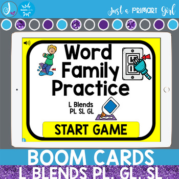 Preview of L Blends Pack 1 BOOM Cards™ Distance Learning|Seesaw| Google Slides| Task Cards|