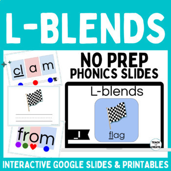 Preview of L-Blends Phonics NO PREP PHONICS SLIDES with PRINTABLES & Phonics Games