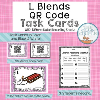 Preview of L Blends QR Code Task Cards