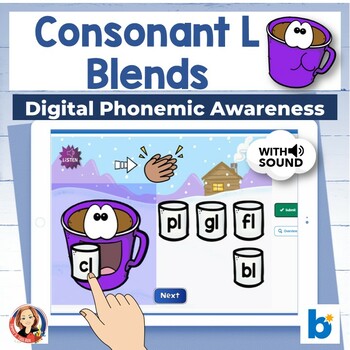Preview of L Blends Winter Phonemic Awareness Boom Cards