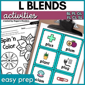 Preview of L Blends Phonics Activities and worksheets - Beginning Blends