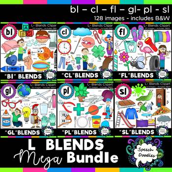 Preview of L Blends clipart - 130 images! Mega bundle of Bl, Cl, Fl, Gl, Pl and Sl blends