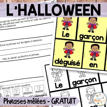 Preview of FREE French Halloween Scrambled Sentences - L'Halloween - Phrases mêlées