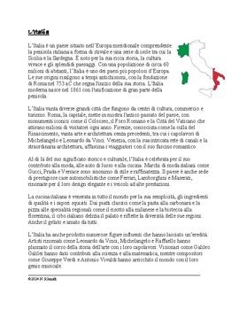 Preview of L’Italia Lettura en Italiano: Italian Reading on the Country and its History