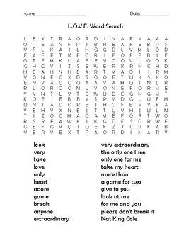 l o v e word search by teacher chip s school store tpt