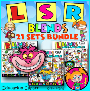 Preview of L, S & R Blends - MAXI-BUNDLE. 21 Sets Clipart Bundle. Lilly Silly Billy