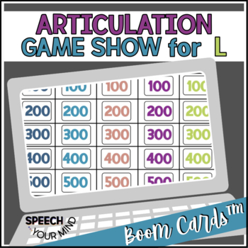 Preview of L Sound Articulation Boom Cards™ Game Show |  L Sound Trivia Speech Therapy
