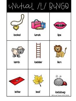 L Sound Articulation Bingo for Speech Therapy by Sweet Peas and Pigtails