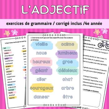 L'adjectif 4e année /French Grammar Activities 4th grade by Atelier des ...