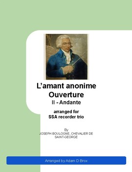 Preview of L'amant anonime - Ouverture - 2: Andante (SSA recorder trio arrangement)