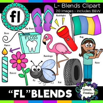 Preview of L blends clipart - Fl words - 20 images! Personal and Commercial use