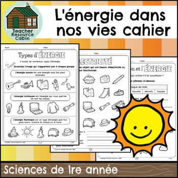 Preview of L'énergie dans nos vies cahier (Grade 1 Ontario FRENCH Science)