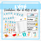 L'été - French Summer Vocabulary, Word Wall & Loto / Bingo