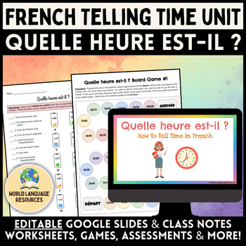 L'heure: French Telling Time Unit - Quelle heure est-il ? | TPT