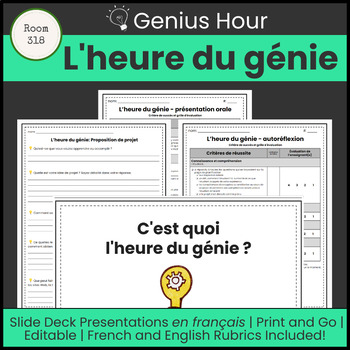 Preview of L'heure du génie | Genius Hour | Travail Indépendent | French | Français