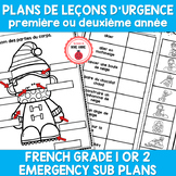 L'hiver Plans de leçon d'urgence 1re année FRENCH Grade 1 