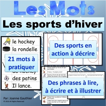 Preview of L'hiver et le hockey: Je pratique mon vocabulaire {French Vocabulary Practice}