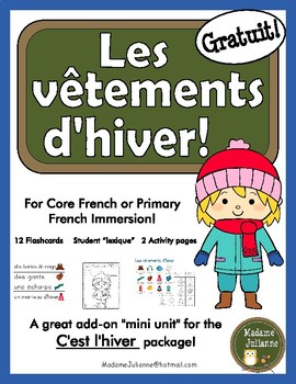 Preview of Hiver - les vêtements (French Winter clothing vocabulary and activities)