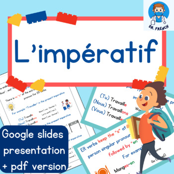 Preview of L'impératif. French Imperative Lesson and Activities. Google Slides + PDF