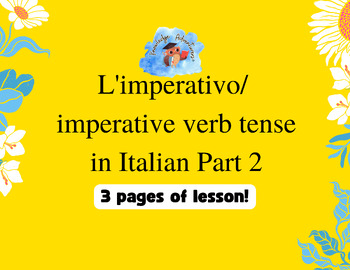 Preview of L'imperativo /  imperative verb tense in Italian Part 2