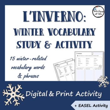 Preview of L'inverno - Italian Winter Vocabulary Activity - Digital for Distance Learning!