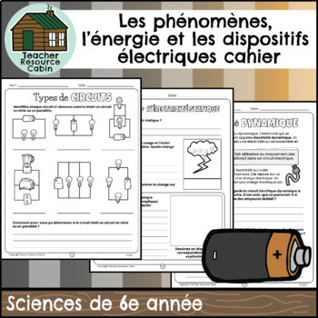 Preview of L'électricité cahier (Grade 6 Ontario FRENCH Science)