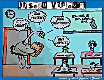 Preview of L'Oiseau voleur - French CI / TPRS - classroom objects - le besoin