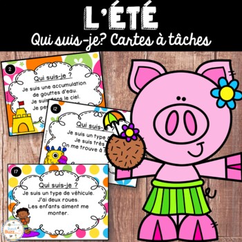 Preview of L'été - Cartes à tâches - Qui suis-je? French Summer Task Cards