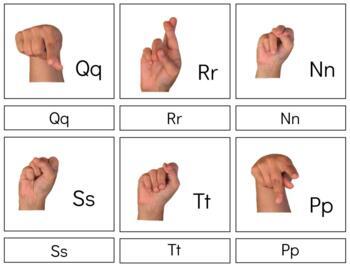 Preview of L068 (GOOGLE): SIGN LANGUAGE (hand gesture & letter) 2 part cards (5pgs)