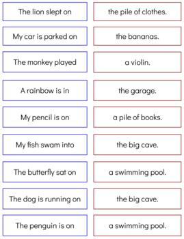 L102 (GOOGLE): Silly sentences (2 part cards) (2pgs) | TPT