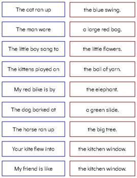 L102 (pdf): Silly Sentences (2 Part Cards) (2pgs) 