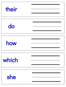 Preview of L213: sight word (top 50 most common) writing strips (50strips|10pgs)