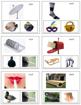 Preview of L232 (PDF): rhyming|word family (images w/hint) clip cards (3pgs)