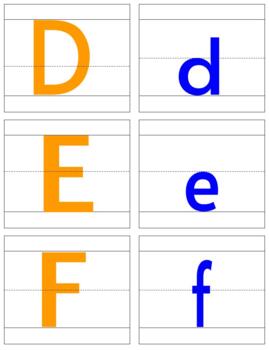 Preview of L256 (GOOGLE): UPPER/lower case (matching) (on cards w/handwriting lines) 