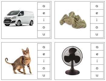 Preview of L304 (PDF): CVC\phonetic (image only) middle\vowel sound (clip cards)