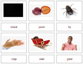 Preview of L320 (PDF): DIGRAPHS\BLENDS (RED beginning sounds) (SET 3) (4pgs)