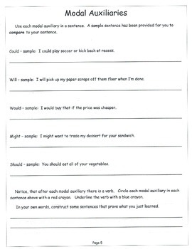 L4.1c & L4.1d Modal Auxiliaries Order Adjectives For 4th Grade With Quizzes