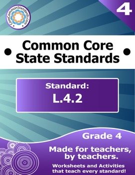 Preview of L.4.2 Fourth Grade Common Core Bundle - Worksheet, Activity, Poster, Assessment